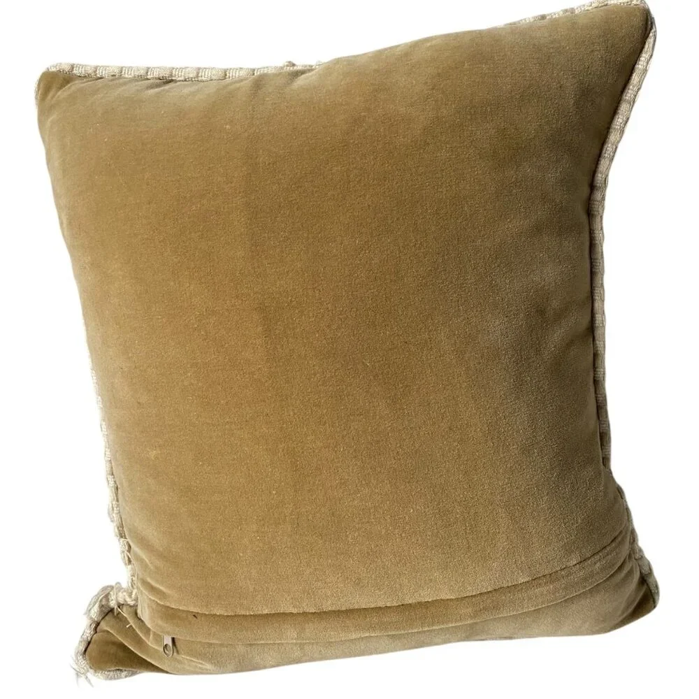 Wool needlepoint petit‎ point cranes bamboo cream throw pillow zip back 15x14